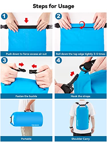 Waterproof Dry Bag Backpack with Emergency Whistle - 5L to 40L Sizes