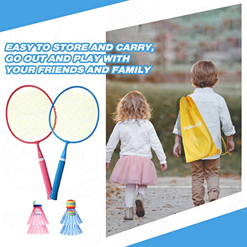 Kids Badminton Set with Rackets & Shuttlecocks - Blue & Pink