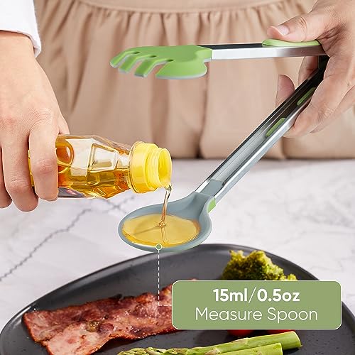 12 Inch Stainless Steel Kitchen Tongs with Silicone Tips - Green