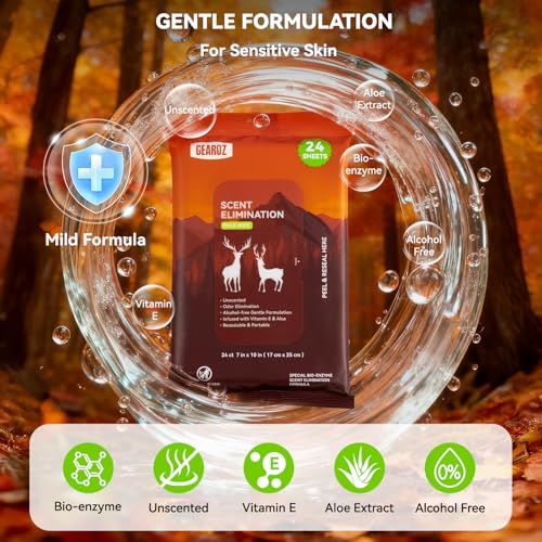 Scent Elimination Wet Wipes for Hunting - Extra Large Field Cleaning Towels