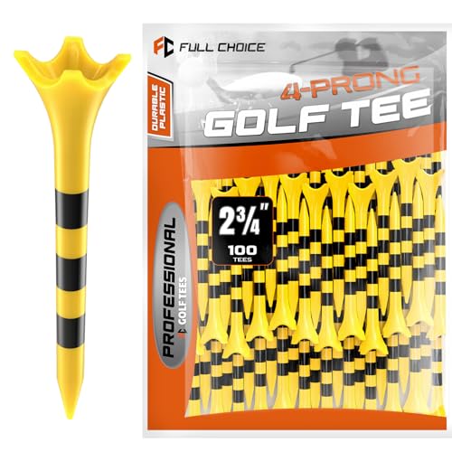 Yellow 2-3/4" Plastic Golf Tees Pack of 100 - Durable & Reduced Friction