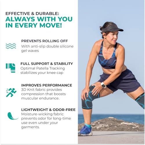 Modvel Blue Medium Compression Knee Brace Support for Men & Women - 2 Pack