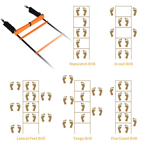 Agility Ladder and Cones Set - 20 Feet with 12 Rungs, Carry Bag & 10 Cones