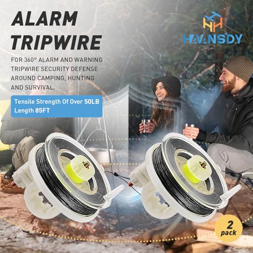 Kevlar Trip Wire Alarm Device - 85ft Reusable Reel, 2 Pack
