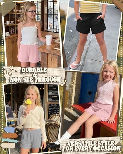 Girls Athletic Shorts - 3 Pack, Light Pink, Gray, Black, 15-16 Years