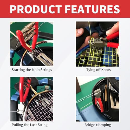 Qiilu Tennis Racket Stringing Clamp with Spring - Aluminum Handle