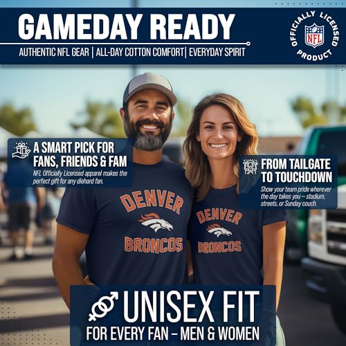 Denver Broncos NFL Gameday Cotton Blend T-Shirt 4X-Large Navy Men Women