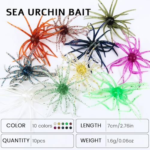 FREE FISHER 41PCS Sea Urchin Soft Lure Bait Kit for Freshwater & Saltwater Fishing
