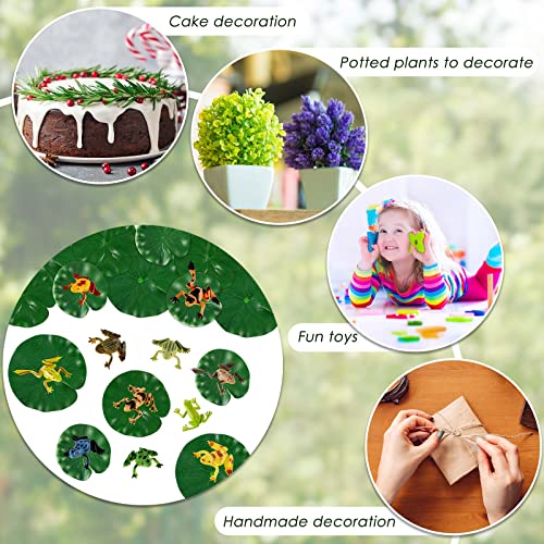 Hungdao 24 Pcs Plastic Frog Figures & Lily Pads Rainforest Toy Set (Variation 24)