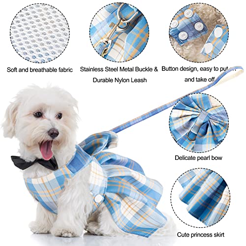 Potchen XS Dog Dress Plaid Small Pet Clothes Chest 11 in Dark Color 4-Pack