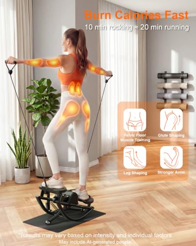 Lateral Rock Stepper Exercise Machine with Resistance Bands - Black