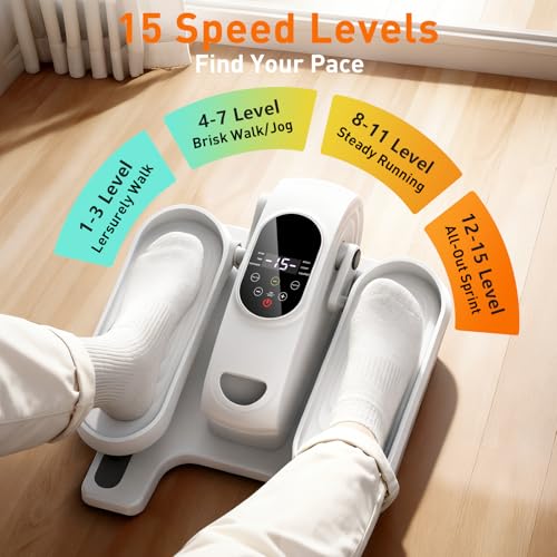 Under Desk Elliptical Exercise Machine - White, 15 Speeds