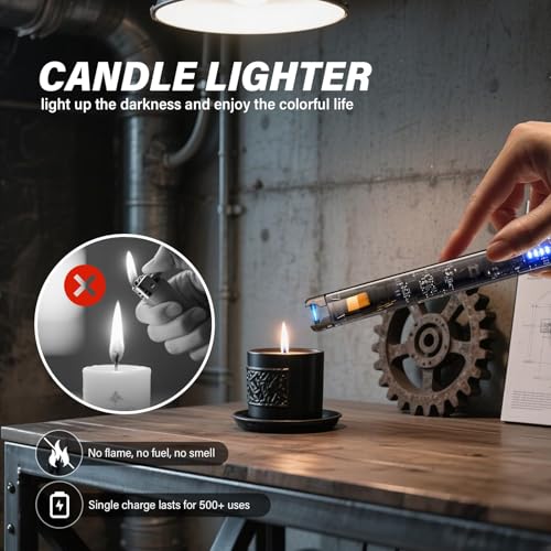 Electric Candle Lighters - 2 Pack USB Rechargeable Plasma Arc Lighter - Black+Black