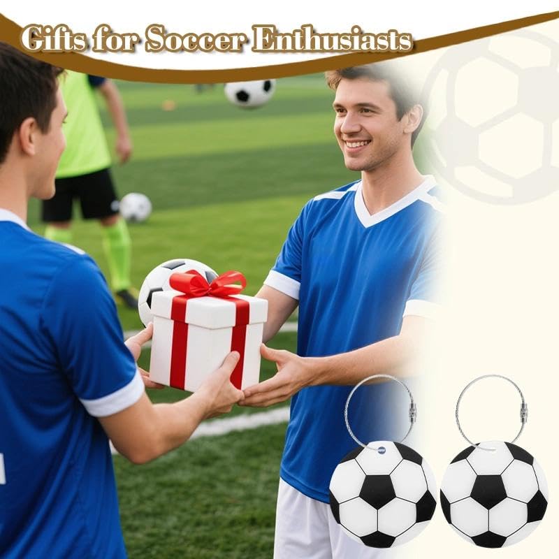 Soccer Luggage Tags - 2Pcs Acrylic Name Labels with Metal Ring