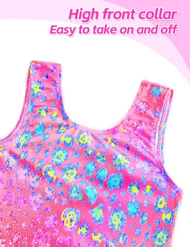 Sparkly Sleeveless Gymnastics Leotard for Girls - 4-5T Pink