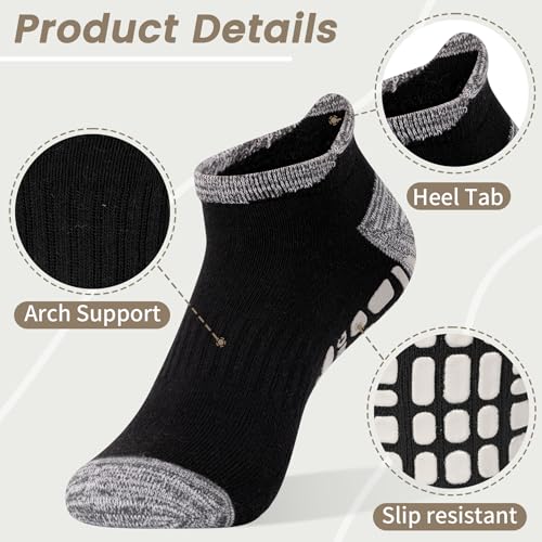 Non-Slip Grippy Socks - 3 Pairs for Yoga & Pilates - Size 7-9 Black