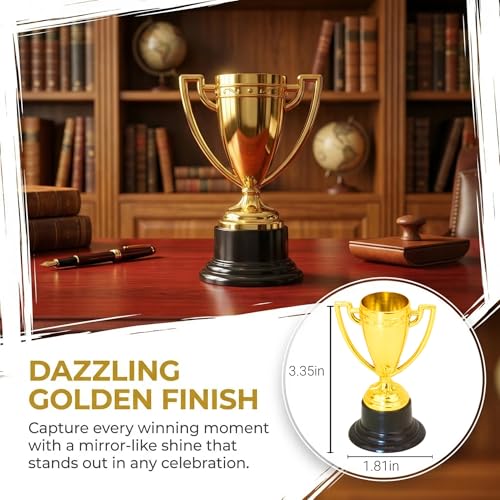 Mini Trophy Cups - 3 Pack Gold Trophies for Kids' Awards