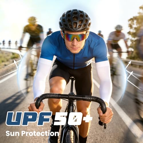 8 Pairs UV Sun Protection Arm Sleeves for Outdoor Sports & Work - Black, White, Gray, Gray - Mochabao