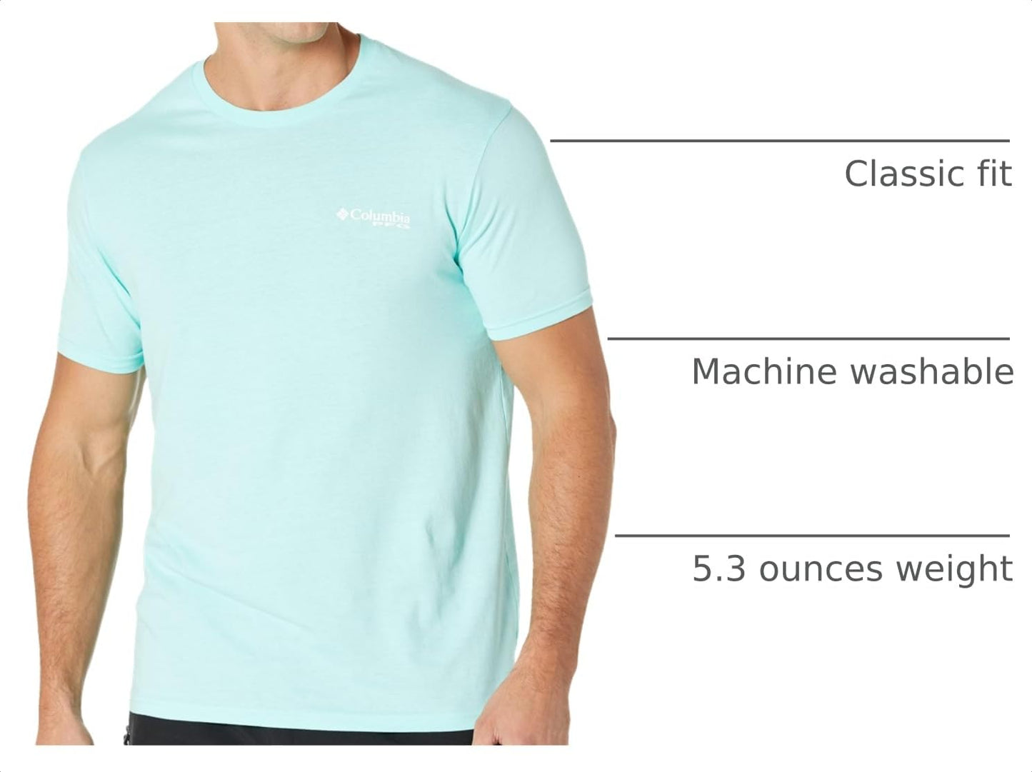 Columbia Apparel Men's Graphic T-Shirt Shirt, Gulf Stream/Sam, Large