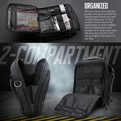 WYNEX Black Tactical Molle Admin Pouch Double Layer Design, Multi-Organization