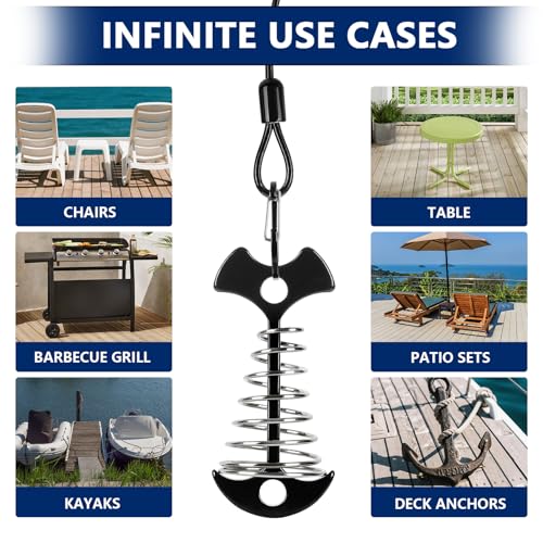 Fishbone Deck Anchor for Furniture - Marine Grade Stainless Steel - Black
