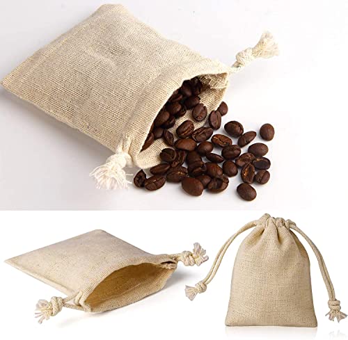 30-Pack Beige Cotton Drawstring Bags for Jewelry & Gifts - 3x3.7 Inch