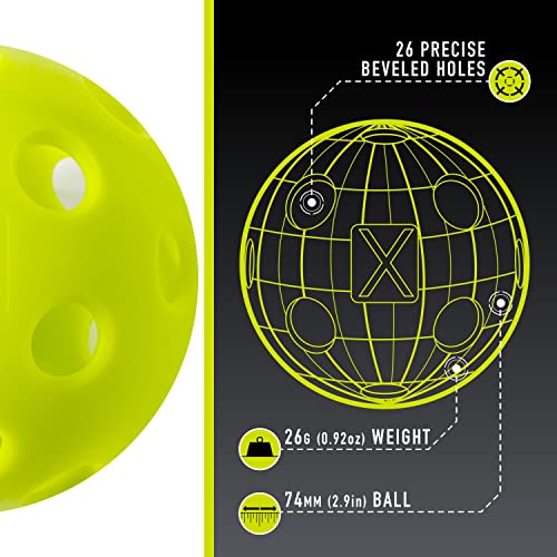 Indoor Pickleballs - USAPA Approved X-26 - Lime Green, 12 Pack