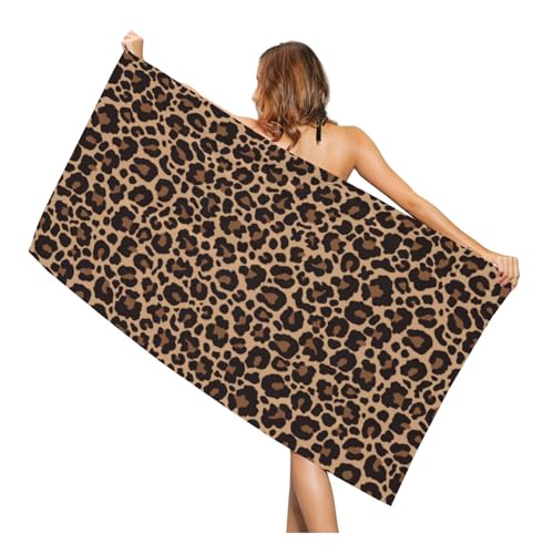 Franala Leopard Print 30x60in Beach Towel - Quick-Dry Lightweight Towel for Travel, Yoga, Swim