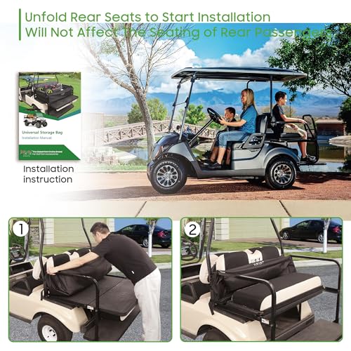 10L0L 4-Passenger Golf Cart Storage Bag - Dustproof Rear Seat Organizer for Yamaha, EZGO, Club Car