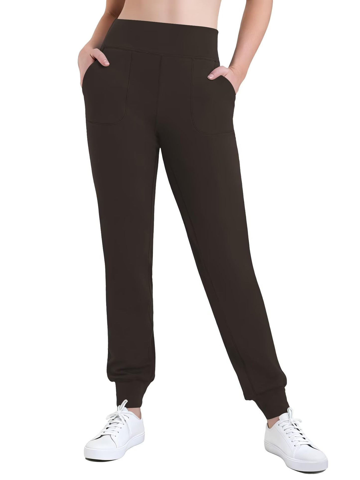 Sunzel Lightweight Soft Joggers for Women with Pockets, High Waisted Sweatpants Hiking Yoga Pants for Workout Lounge Running 28" Inseam Seal Brown Medium