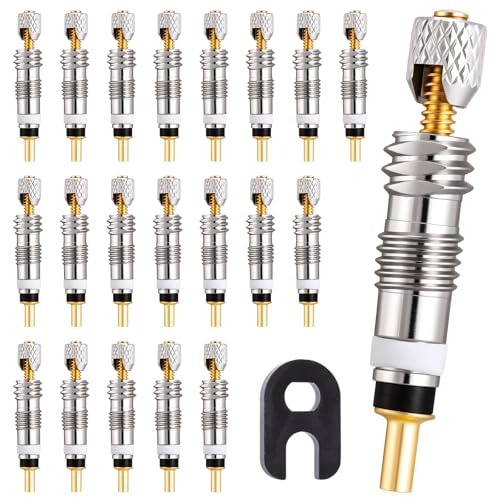 21-Piece Brass Presta Valve Core Set with Remover Tool - Upgrade