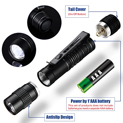 Hortsun 20 Pcs Mini Pen Light Flashlights Gifts for Fathers Day Pocket Flashlights Pen with Clip Small LED Handheld Slim Torches Without Battery(3.54 Inch,Black)