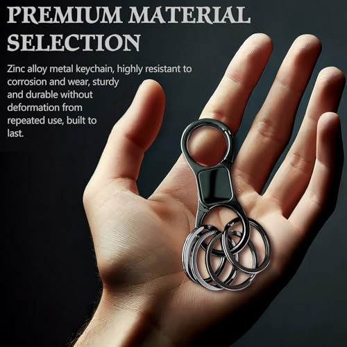 Heavy Duty Quick Release Keychain - Zinc Alloy Key Organizer with 4 Rings