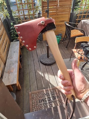 Leather Axe Head Cover with Belt Loops - Durable Cowhide Outdoor Tool Protector