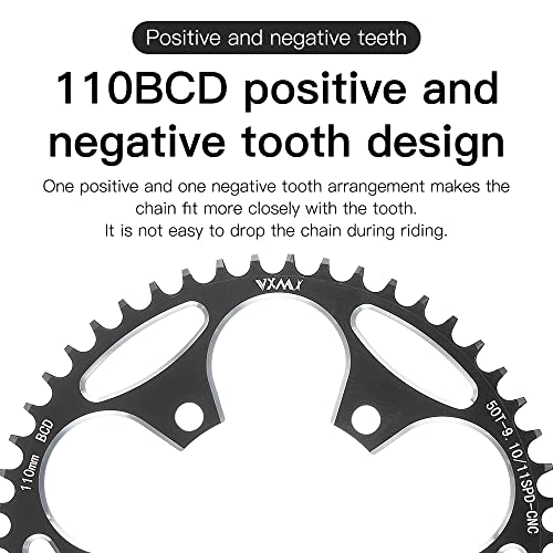 YBEKI 42T Black CNC Machined 7075-T6 Aluminum Narrow-Wide Chainring for Road Bikes