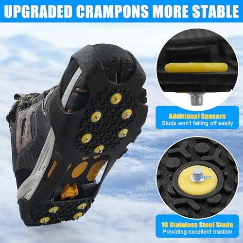 Ice Snow Cleats for Shoes & Boots - Non-Slip Rubber Crampons, X-Large