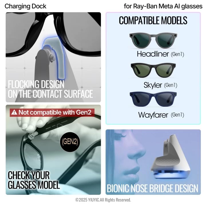 Charging Stand for Ray Ban Meta GEN 1 Glasses - White