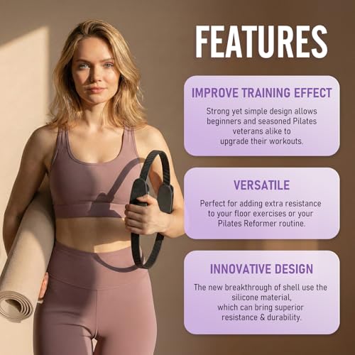 Pilates Ring Fitness Circle - 14.5" Black for Home Workouts
