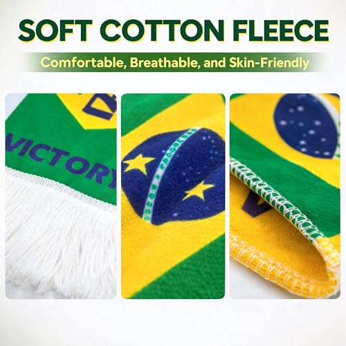 Soccer Fan Scarf - Double-Sided Cotton Fleece - Brazil