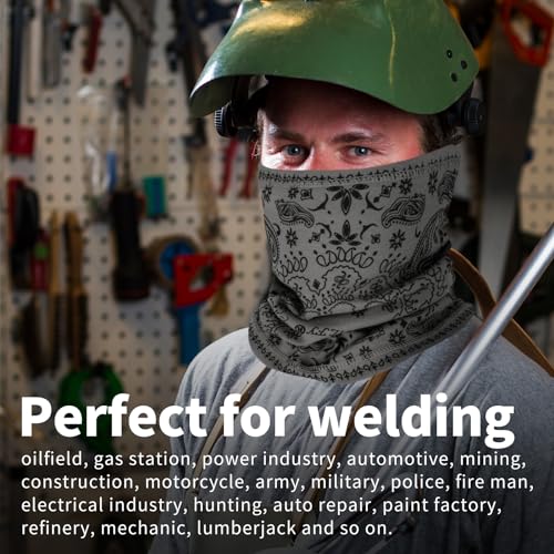 LANLFY Flame Resistant Face Mask FR Neck Gaiter HRC 2 Welding Covering Paisley 1pc
