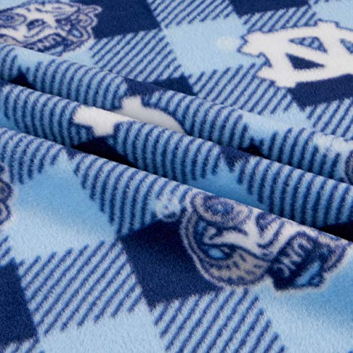 North Carolina Tar Heels Buffalo Plaid Fleece Fabric by the Yard