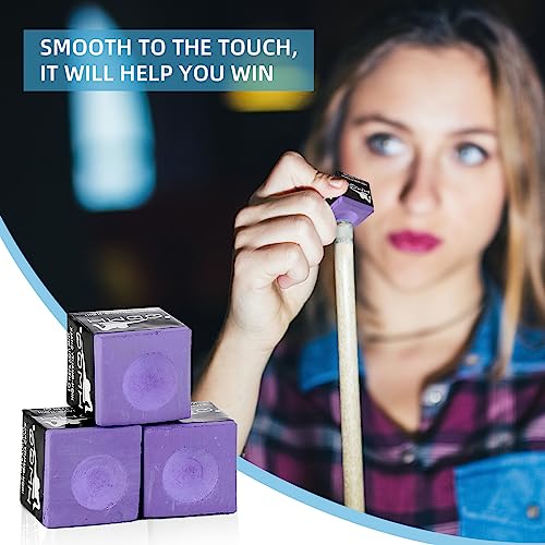 Low-Dust Pool Cue Chalk - 12-Pack Billiard Chalk - Purple