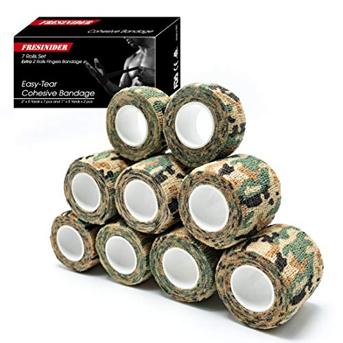 Self-Adhesive Athletic Tape - 9 Rolls, Breathable Cohesive Bandage - German Woodland Camo