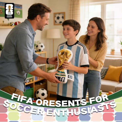 FIFA World Cup 2026 Trophy Throw Pillow - 36.8 cm Soccer Plush Cushion