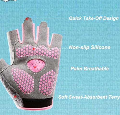 Kids Fingerless Cycling Gloves - Non-Slip, Pink for Ages 5-8