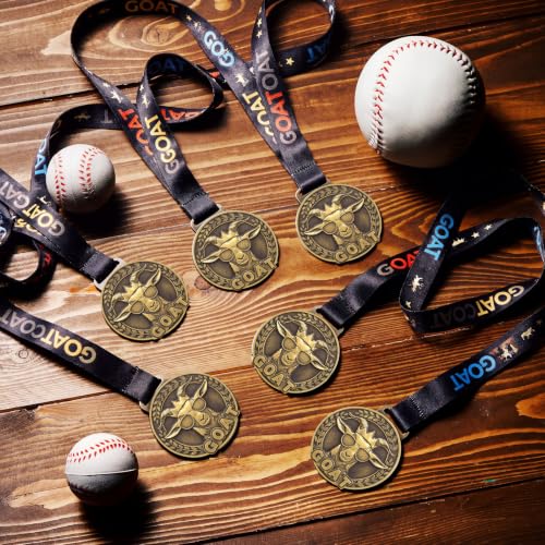 Goat Design Award Medals with Ribbon - 12 Pack Sports Prizes