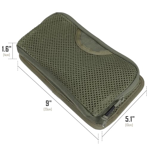LIVANS Tactical Mesh Zipper Pouch - Modular Organizer, Ranger Green