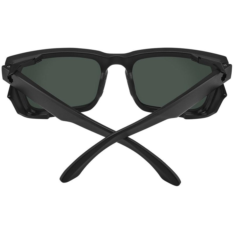 SPY Optic Helm Tech, Full Cover Square Sunglasses, Color and Contrast Enhancing Lenses, Matte Black - Happy Gray Green with Black Spectra Mirror Lenses