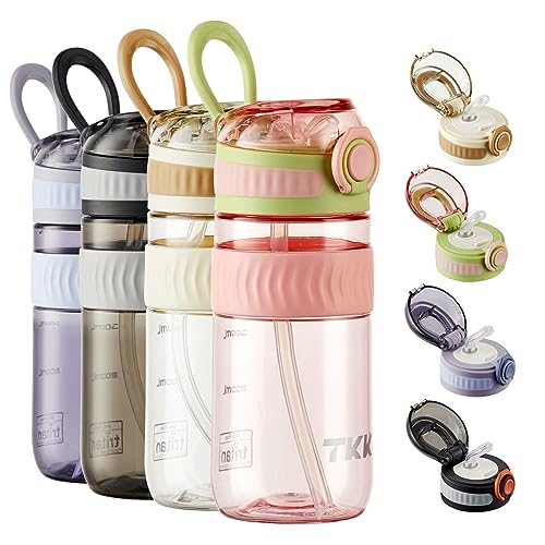 TKK Kids 18 oz Pink Water Bottle with Silicone Straw & Leak-Proof Lid