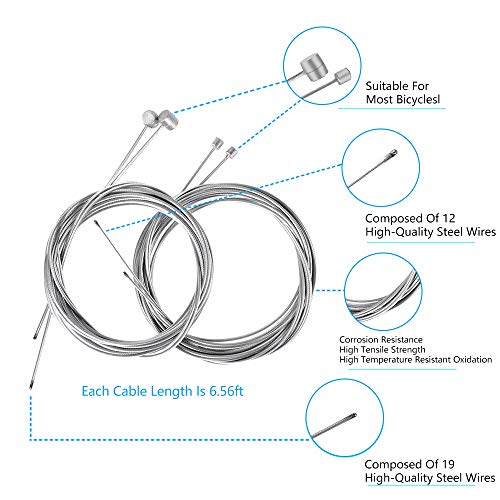 Universal Bicycle Brake and Shifter Cable Replacement Set - 2 Meter